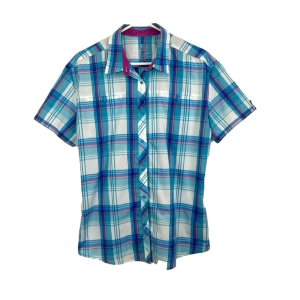 Kuhl Women's Plaid Light Polyester Button Down Shirt